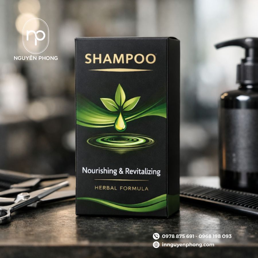 In hộp giấy đựng dầu gội